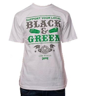 [441519A400S] TEE S/S BLACK AND GREEN WHITE