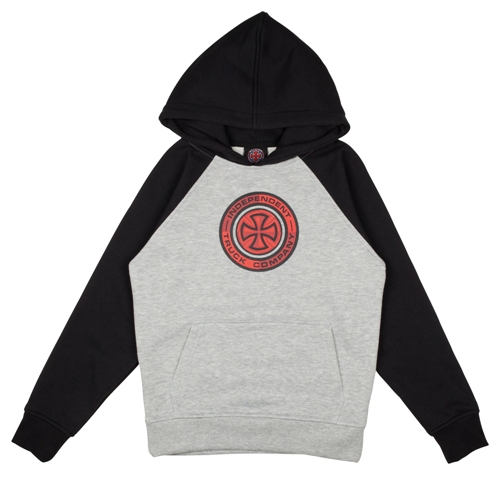 [2IF2011600M] YOUTH HOOD TARGET RAGLAN BLACK/HEATHER GREY