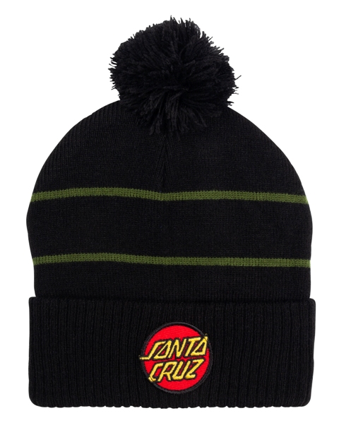 [SCA-BNE-2098] BEANIE DOT STRIPE (Black / Dill Green)