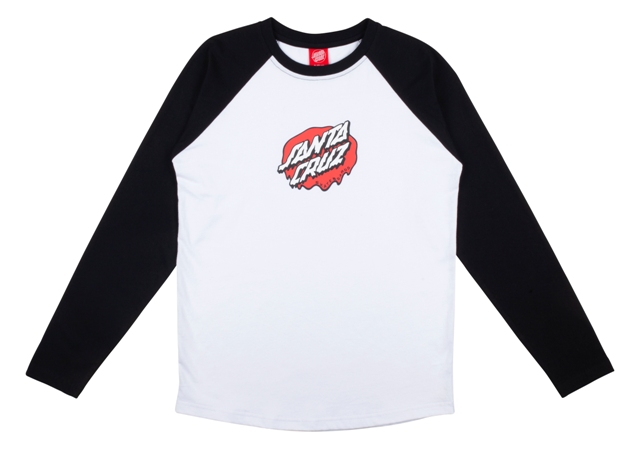 YOUTH L/S TEE MELTING DOT BASEBALL BLACK/WHITE