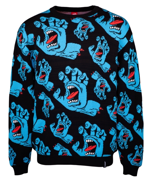 [3SF2106400S] CREW HANDS ALL OVER KNIT BLACK (S, Black)