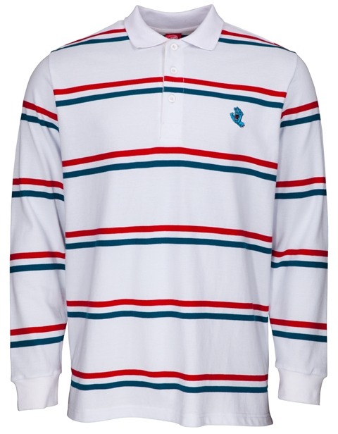 [3SS1904900M] Polo Screaming Mini Hand Stripe White (M)