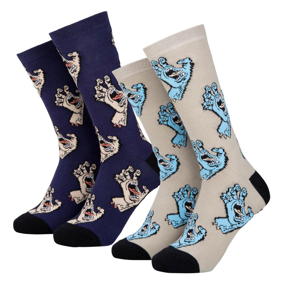 SOCKS MULTI HAND (2 PACK) NICKEL/NAVY BLUE