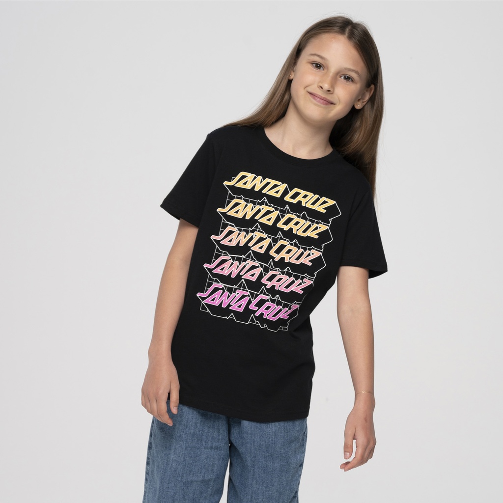 [SCA-YTE-1355] YOUTH TEE GRID STACKED (S, BLACK)