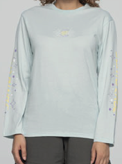 [SCA-WTL-0832] Women Tee L/S Moon Ray Hand (Black)