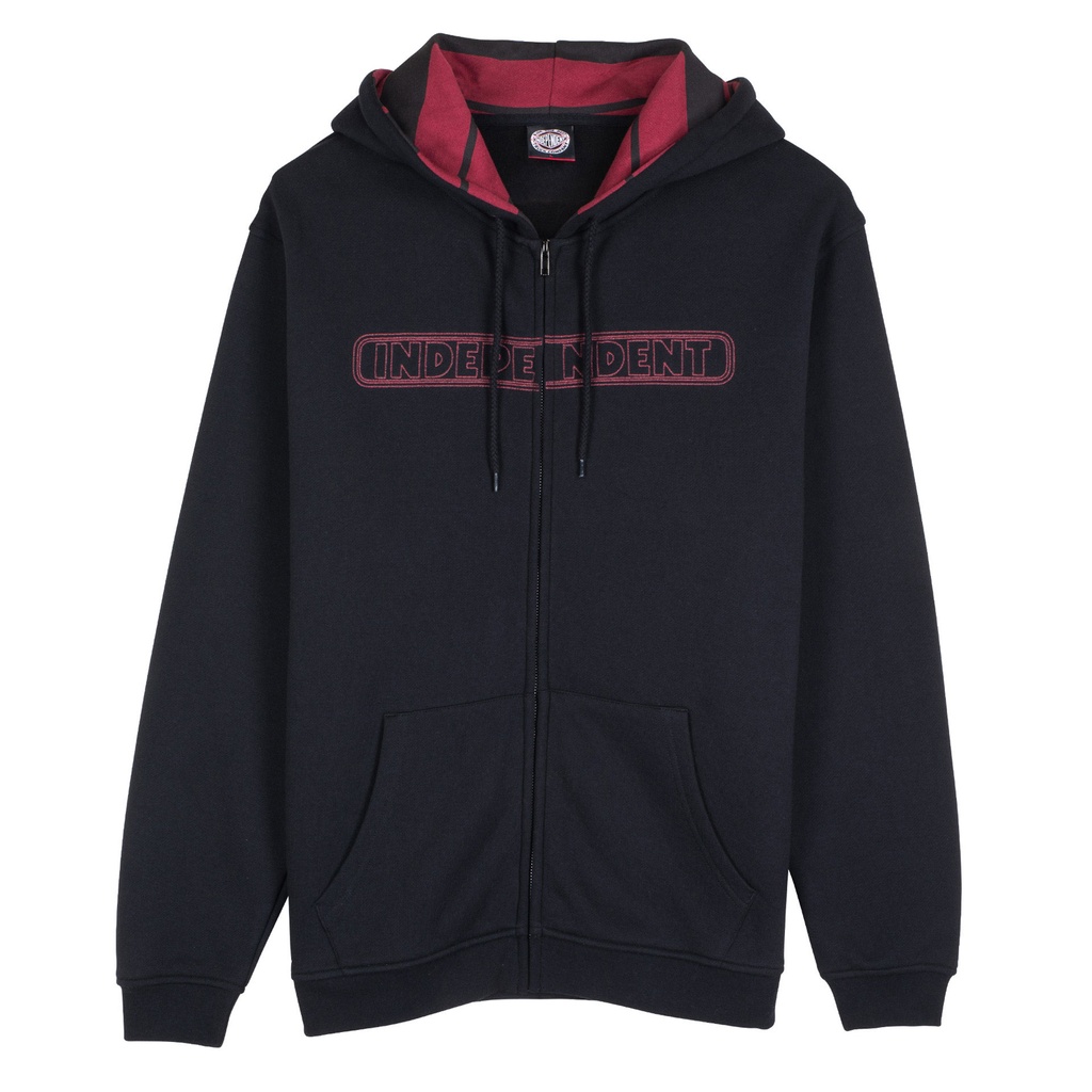 [INA-HDZ-0195] ZIP HOOD BAR STITCH   (S, Black)