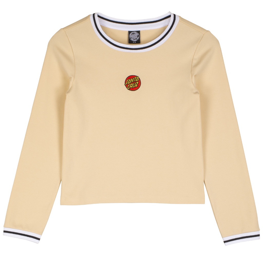 [SCA-WTL-0864] Tee Women L/S Classic Dot Emb Ringer (Chalk, 6)