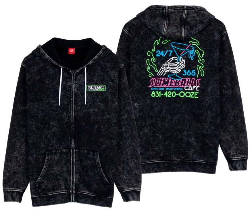 ZIP HOOD ALL-NIGHTER BLACK ACID WASH (M)