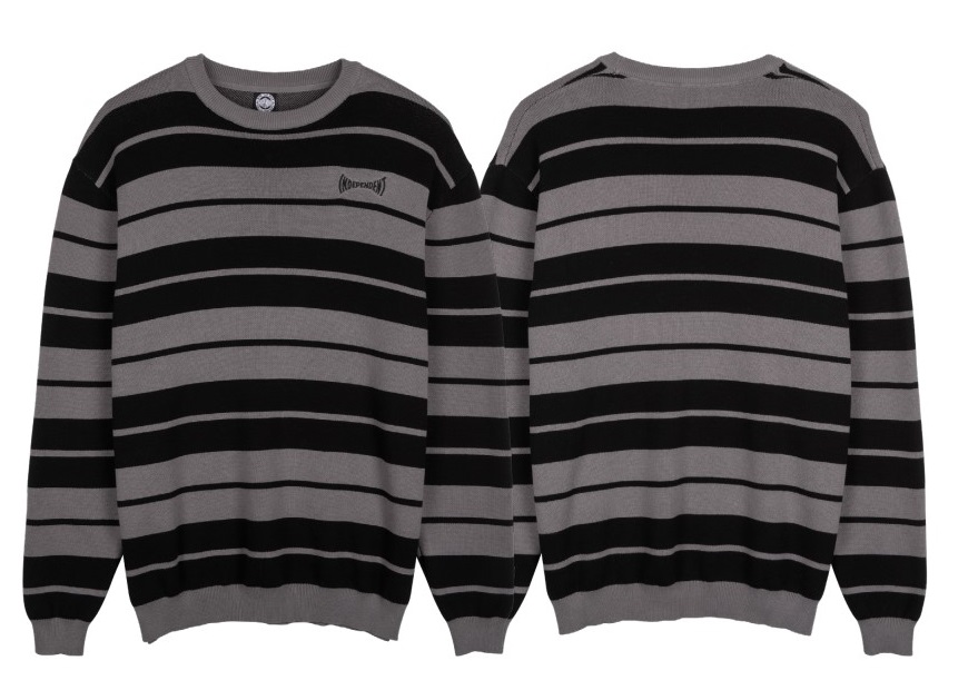 [INA-CRW-0451] CREW OSAGE STRIPE KNIT GREY/BLACK M