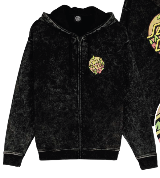[SCA-WHD-0846] ZIP HOOD WOMEN TAKE FLIGHT  BLACK ACID WASH (M)