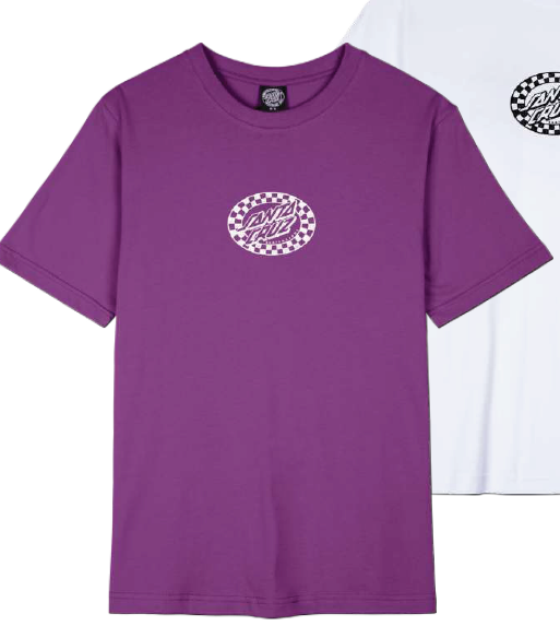 Tee Women Check Oval Mono Front Grape (M)