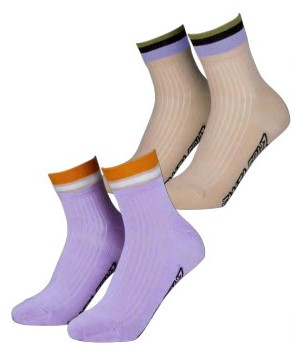[SCA-WSK-0207] SOCKS WOMEN ZONE STRIPE (2 PACK) CHALK/DIG.LAVENDER
