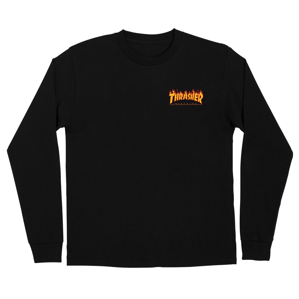 [44156002-146528] TEE L/S THRASHER FLAME DOT L/S MIDWEIGHT (S, BLACK)