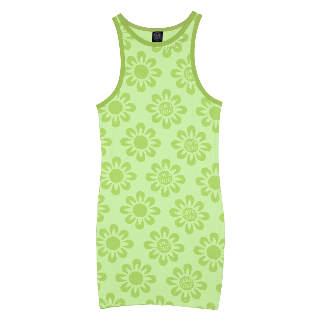 [SCA-WDR-0440] Women Dress Strip Racer (Green Flowers, 8)