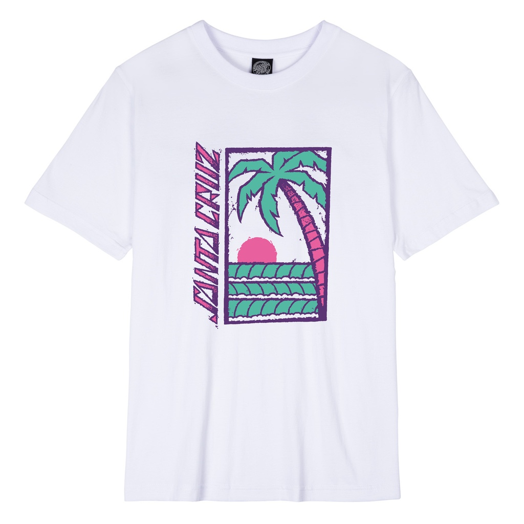 [SCA-WTE-2348] Women Tee Palm Strip (6, WHITE)