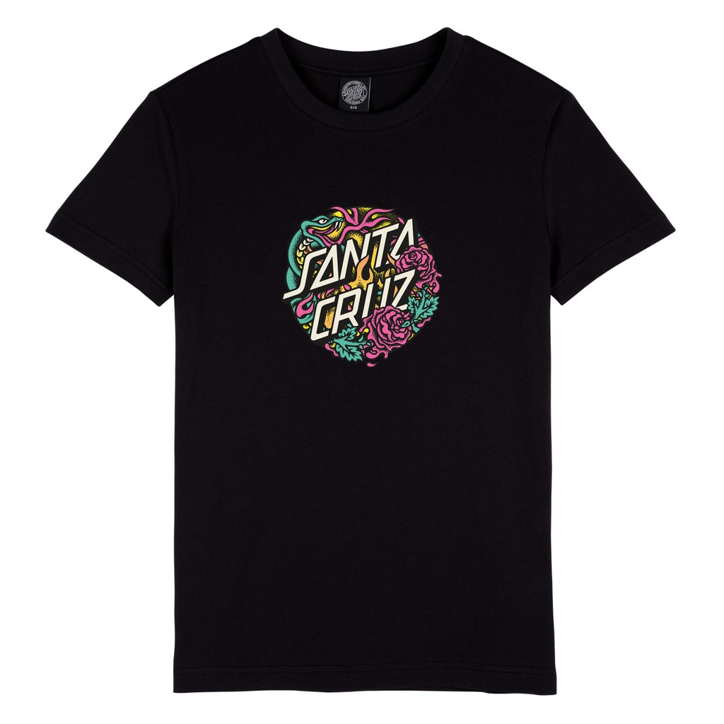 [SCA-WTE-2420] Women Tee Dressen Snake Front (6, Black)