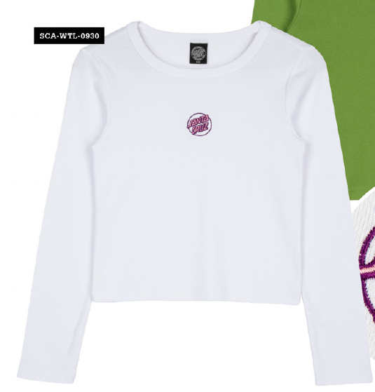 [SCA-WTL-0931] Women Tee L/S Partial Dot Emb (WHITE)