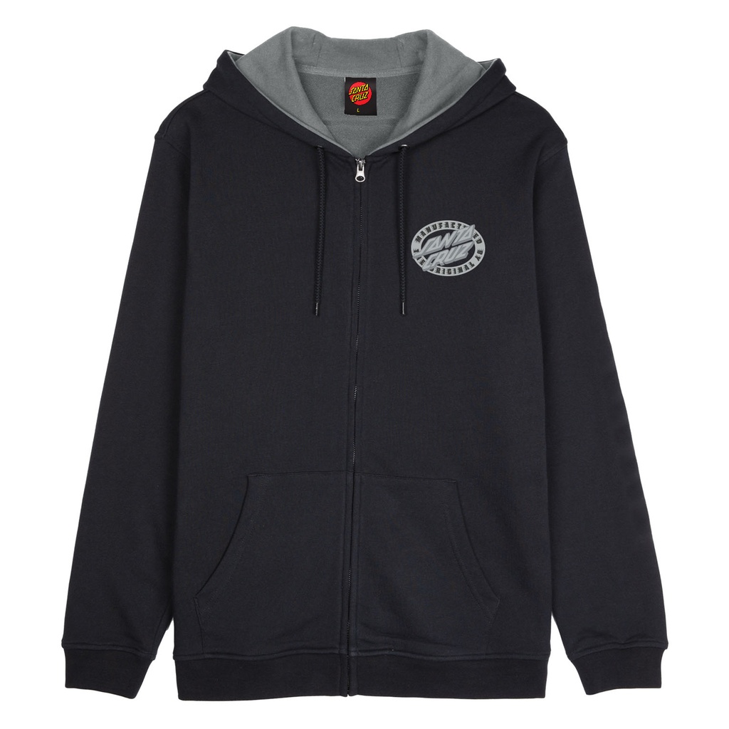 [SCA-HDZ-0491] Zip Hood Mfg Oval Dot Chest (Black, M)