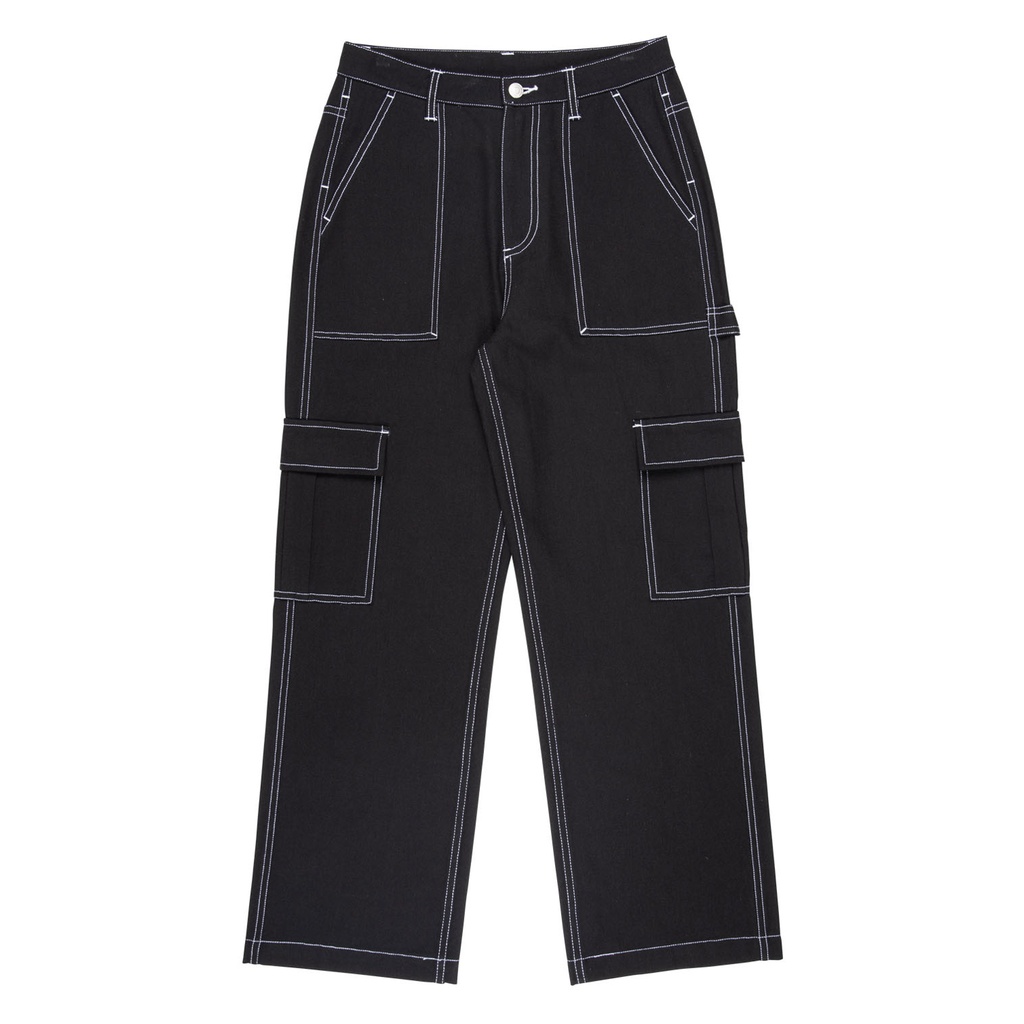 [SCA-WPT-1091] Women Pant Workers Cargo (Black / White Stitch, 8)