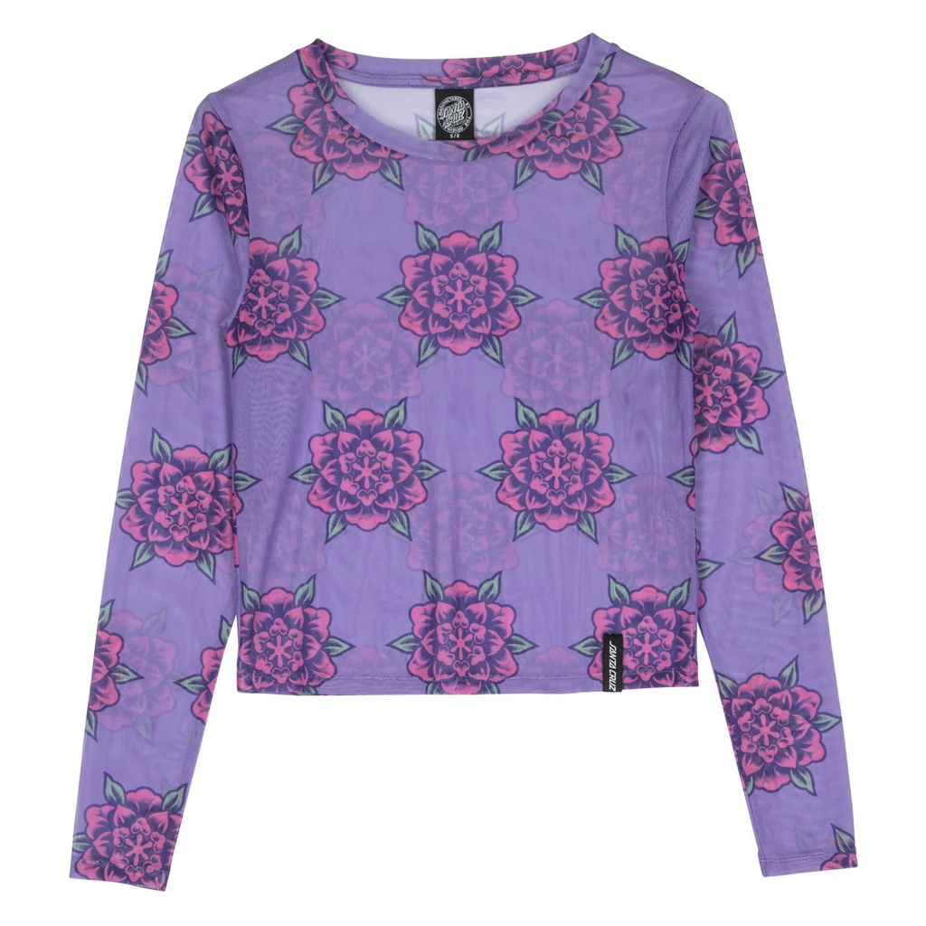 Women Top L/S Strip Digi Mesh Top