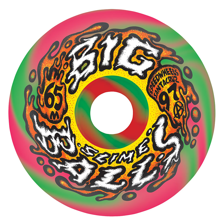65mm Big Balls Pink/Green Swirl 97A Slime Balls Wheels