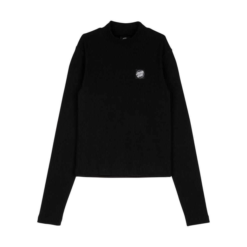 [SCA-WTL-1039] Top L/S Women Opus Dot Mock Neck (6, BLACK)