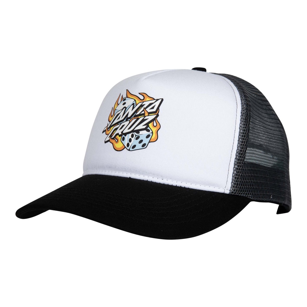 [SCA-CAP-0532] Cap Flaming Dice Dot Meshback (White / Grey)