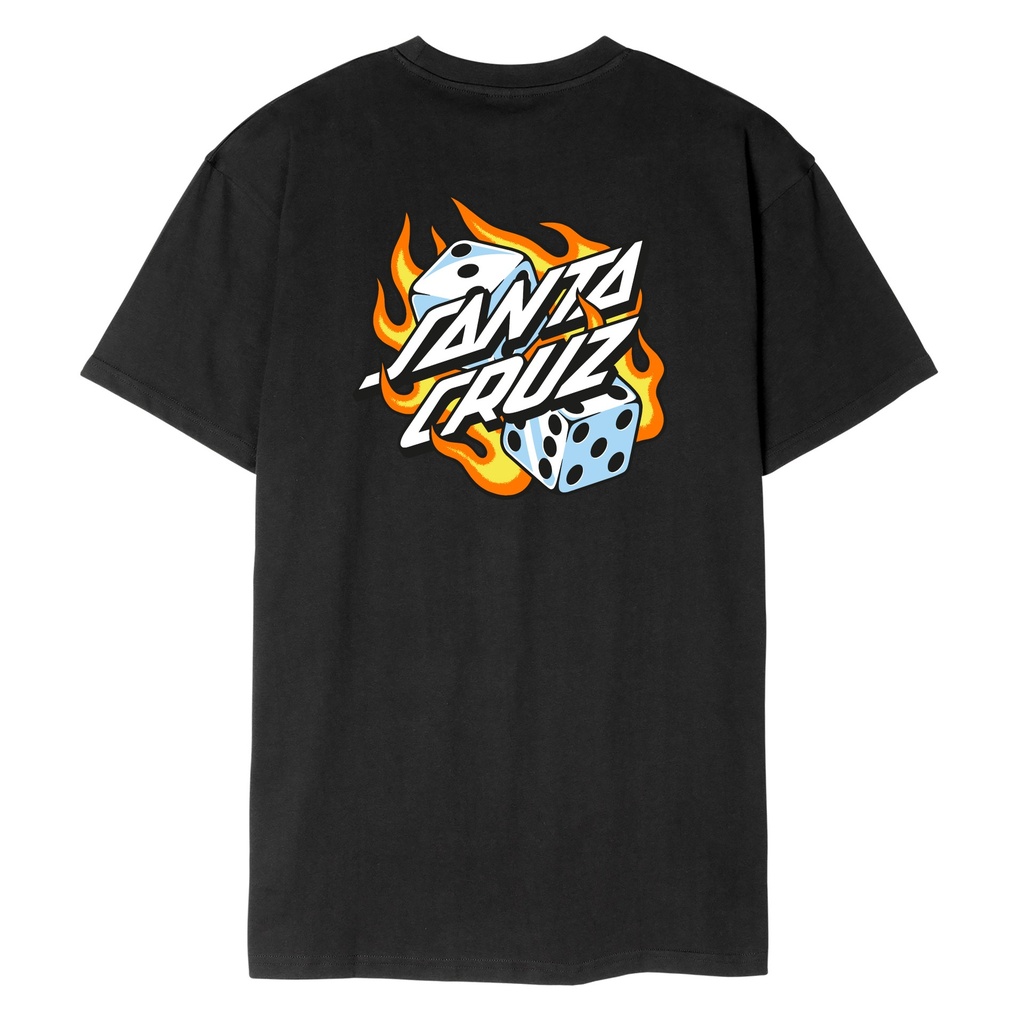 [SCA-TEE-12400] T-Shirt Flaming Dice Dot Chest (XS, Black 2)