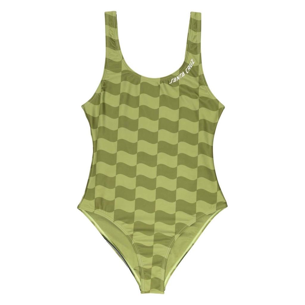 [SCA-WOP-0016] Womens Custom Top Strip Bodysuit (Chartreuse Wave Check, 8)