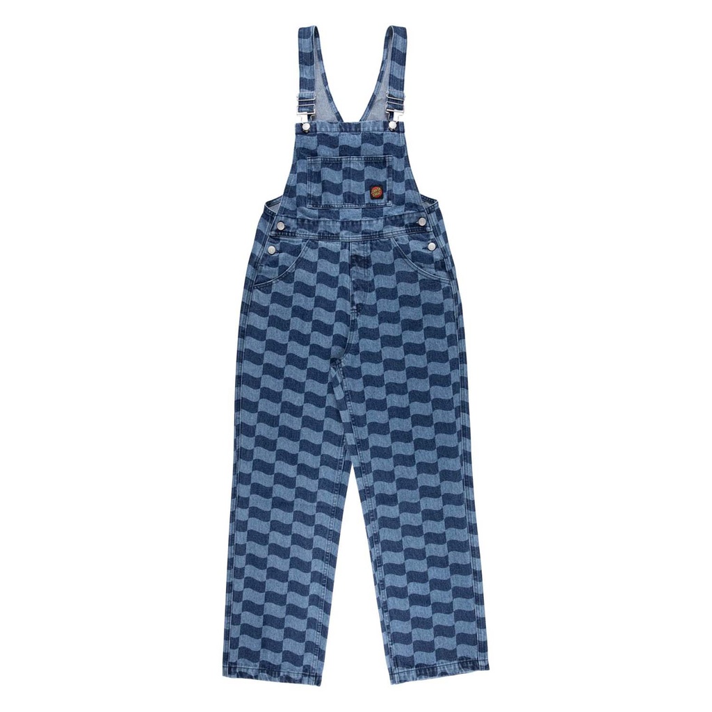 [SCA-WPT-1138] Womens Pant Classic Label Dungarees (6, Blue Wave Check)