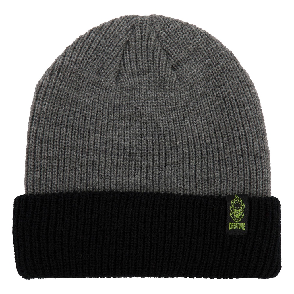 [44442269-bonehead-label-beanie-long-shoreman-hat-blackgrey-unisex-creature-1] Bonehead Label Beanie Long Shoreman Unisex Creature Hat (BLACK/GREY)