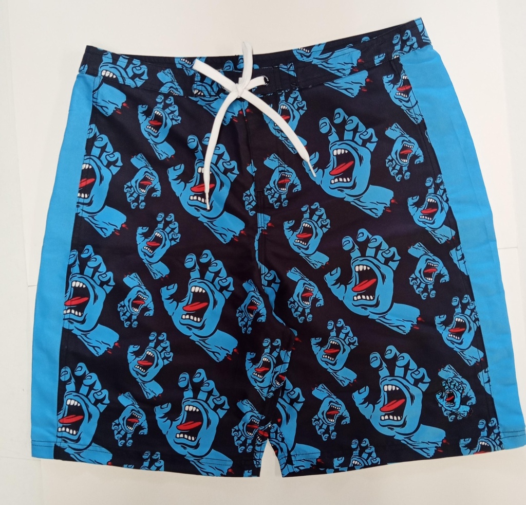 [SCA-SHR-2882-32] Boardshort Screaming Blue Hands All Over Black