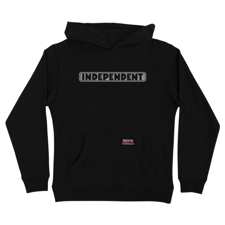 [44252749-157138] Bar Logo Reflective Pullover Hoodie Independent Youth Sweatshirt (S, Black w/Reflective)