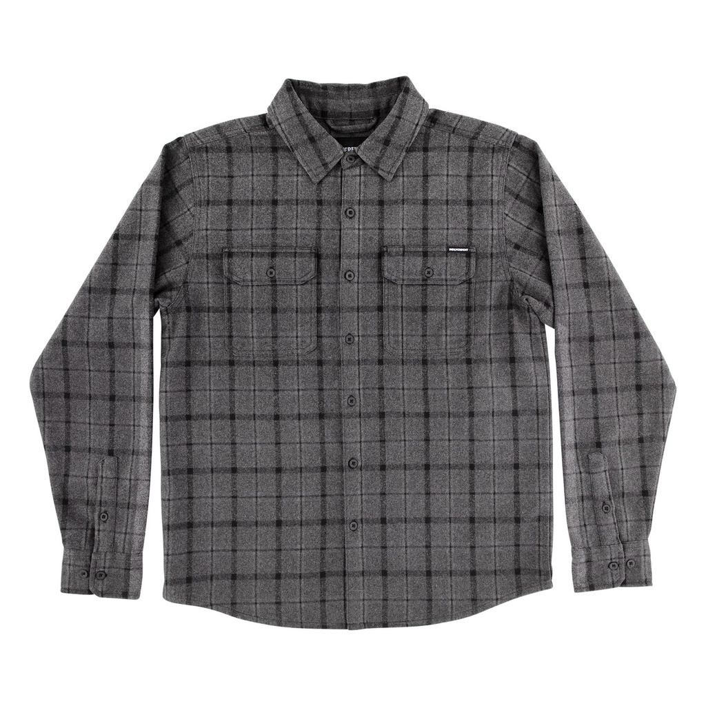 [44643516-156691] Belmont L/S Flannel Top Independent Mens Shirt (S, Black/Grey)