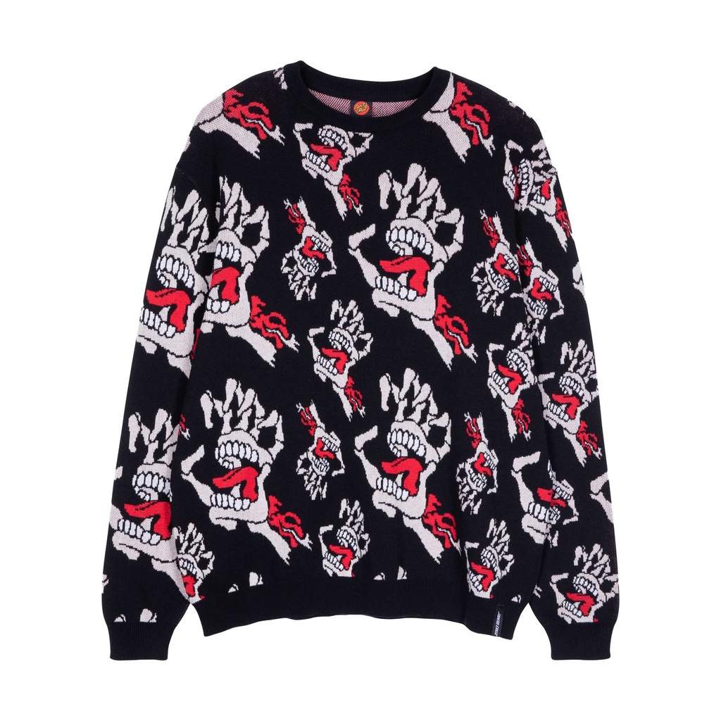 [SCA-CRW-9776] Knit Crew Bone Hands All Over (XS)