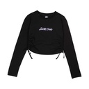 Womens L/S Top Love Script Strip Tie
