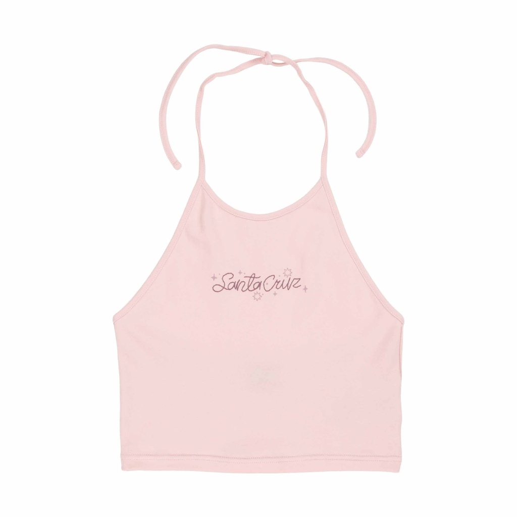 [SCA-WVE-0838] Sun Stamp Strip Halter Top (6, Pesto)