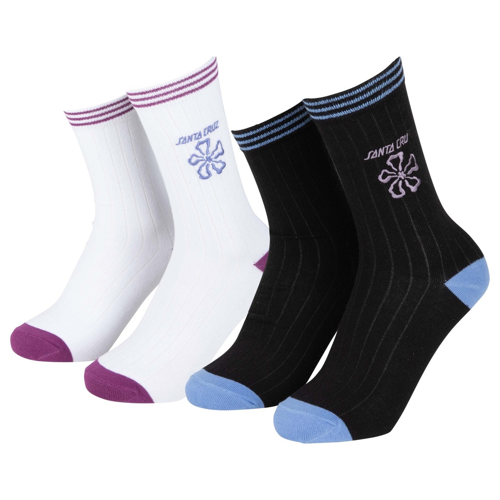 [SCA-WSK-0268] Flower Stripe Socks (2 Pack)