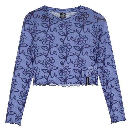 Womens L/S Top Delfino Flower Mesh Crop