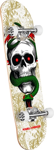 [DAGCPPF25MM29120B] Skull & Snake • White / Metallic Gold • 7.75"