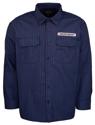 [2IS2105200L] SHIRT L/S BAR LOGO NAVY/RED