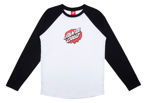 YOUTH L/S TEE MELTING DOT BASEBALL BLACK/WHITE