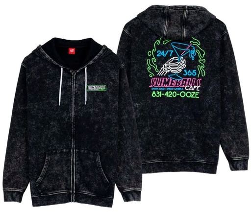[SCA-HDZ-0438] ZIP HOOD ALL-NIGHTER BLACK ACID WASH (M)