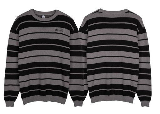 [INA-CRW-0451] CREW OSAGE STRIPE KNIT GREY/BLACK M